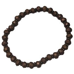 Boho Faceted Chocolate Brown Beaded Stretch Bracelet Fashion Jewelry Women